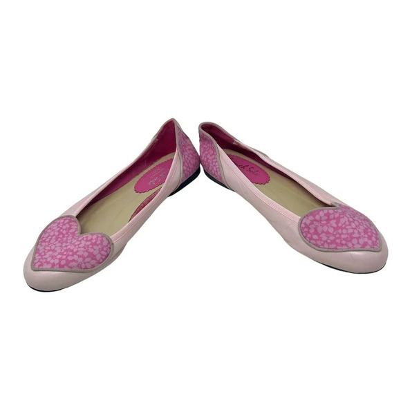 French Sole for Liberty‎ Of London Love Heart Pink Leather Flats Size 40 9.5 - Picture 5 of 9